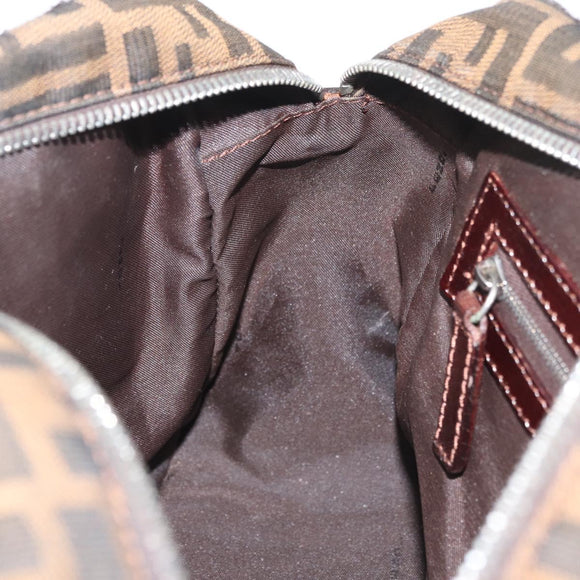 FENDI Zucca Canvas Hand Bag Brown Black Auth 176183