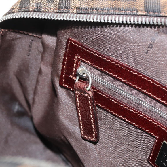 FENDI Zucca Canvas Hand Bag Brown Black Auth 176183