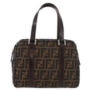 FENDI Zucca Canvas Hand Bag Brown Black Auth 176183-13