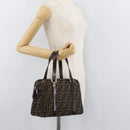 FENDI Zucca Canvas Hand Bag Brown Black Auth 176183-22