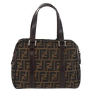 FENDI Zucca Canvas Hand Bag Brown Black Auth 176183-2
