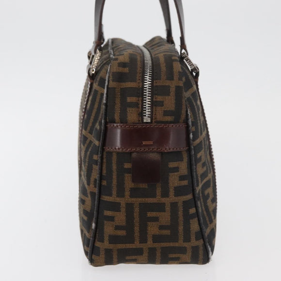 FENDI Zucca Canvas Hand Bag Brown Black Auth 176183