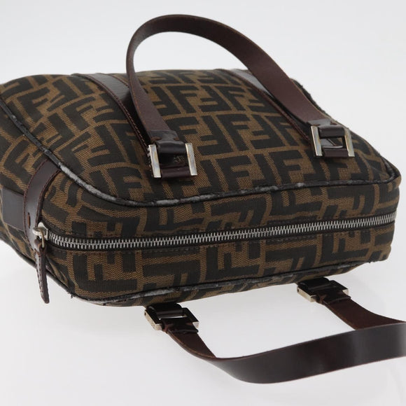 FENDI Zucca Canvas Hand Bag Brown Black Auth 176183