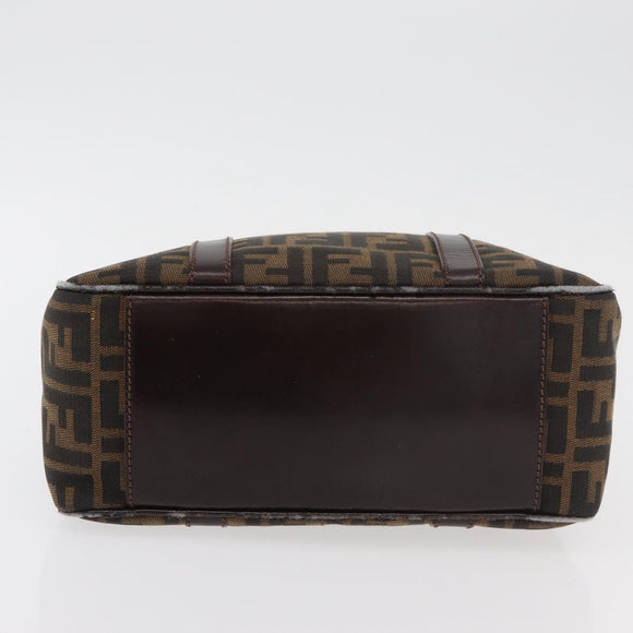FENDI Zucca Canvas Hand Bag Brown Black Auth 176183