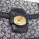 CELINE C Sulky Shoulder Bag Canvas Navy Gold Auth 176184A-17