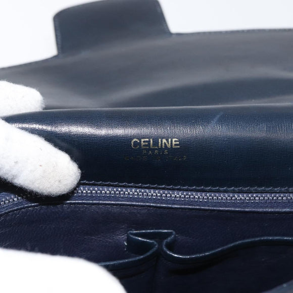 CELINE C Sulky Shoulder Bag Canvas Navy Gold Auth 176184A