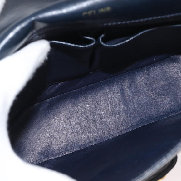 CELINE C Sulky Shoulder Bag Canvas Navy Gold Auth 176184A