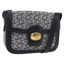 CELINE C Sulky Shoulder Bag Canvas Navy Gold Auth 176184A-1