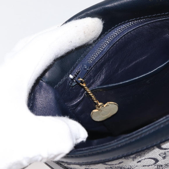 CELINE C Sulky Shoulder Bag Canvas Navy Gold Auth 176184A