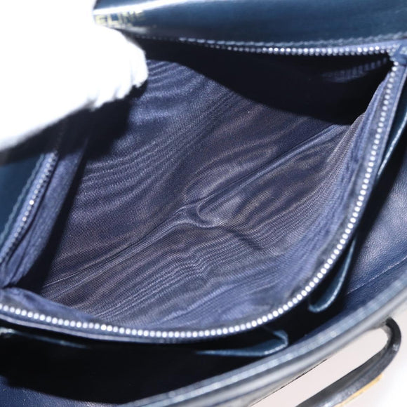 CELINE C Sulky Shoulder Bag Canvas Navy Gold Auth 176184A