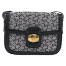 CELINE C Sulky Shoulder Bag Canvas Navy Gold Auth 176184A-13
