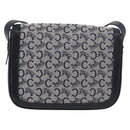CELINE C Sulky Shoulder Bag Canvas Navy Gold Auth 176184A-2