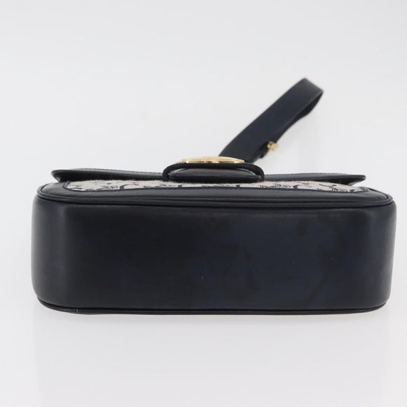 CELINE C Sulky Shoulder Bag Canvas Navy Gold Auth 176184A