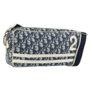 Christian Dior Trotter Canvas Shoulder Bag PVC Navy Silver Auth 176185-1