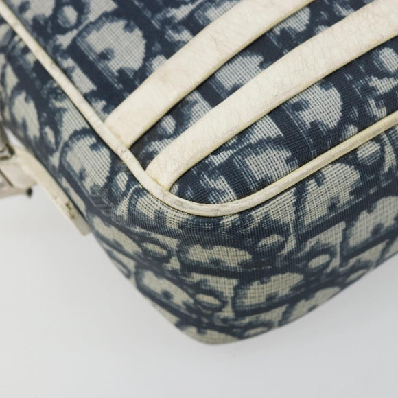 Christian Dior Trotter Canvas Shoulder Bag PVC Navy Silver Auth 176185