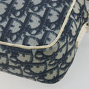 Christian Dior Trotter Canvas Shoulder Bag PVC Navy Silver Auth 176185-15