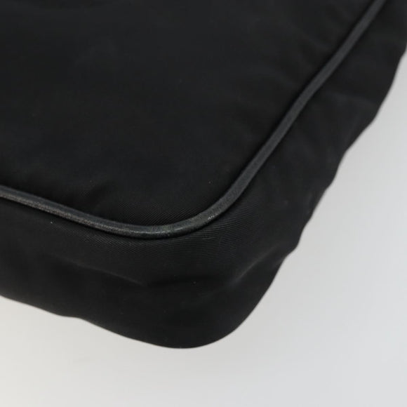 PRADA Shoulder Bag Nylon Black Gold Auth 176186A