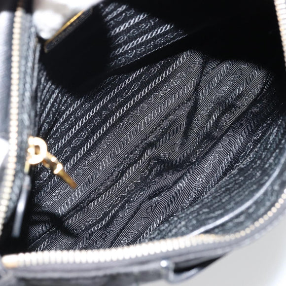 PRADA Shoulder Bag Nylon Black Gold Auth 176186A