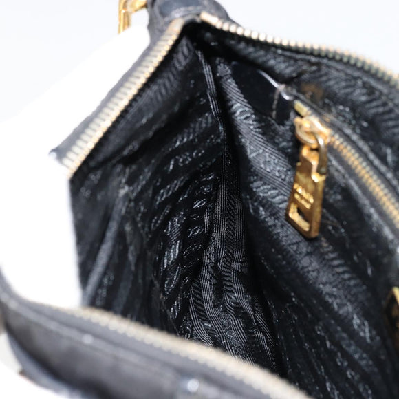 PRADA Shoulder Bag Nylon Black Gold Auth 176186A