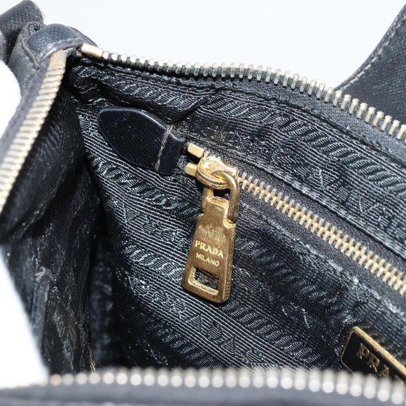 PRADA Shoulder Bag Nylon Black Gold Auth 176186A