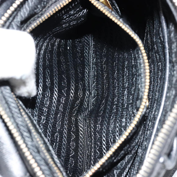 PRADA Shoulder Bag Nylon Black Gold Auth 176186A