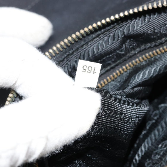 PRADA Shoulder Bag Nylon Black Gold Auth 176186A