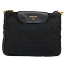 PRADA Shoulder Bag Nylon Black Gold Auth 176186A-13