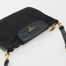 PRADA Shoulder Bag Nylon Black Gold Auth 176186A-6