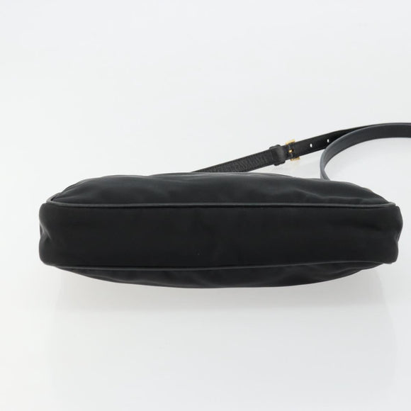 PRADA Shoulder Bag Nylon Black Gold Auth 176186A