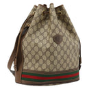 GUCCI GG Supreme Web Sherry Line Bag PVC Beige Gold 001 41 0850 Auth 176189-1