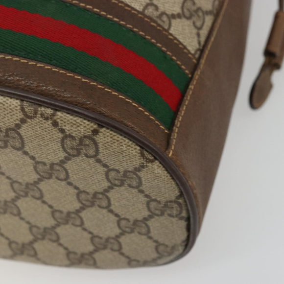 GUCCI GG Supreme Web Sherry Line Bag PVC Beige Gold 001 41 0850 Auth 176189