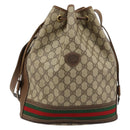 GUCCI GG Supreme Web Sherry Line Bag PVC Beige Gold 001 41 0850 Auth 176189-13