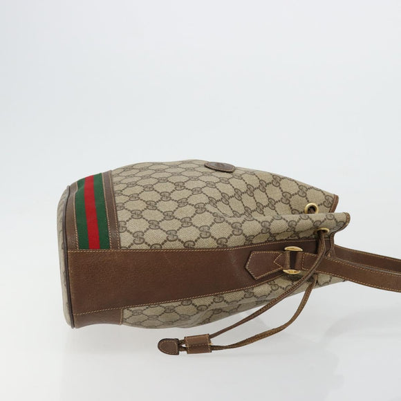 GUCCI GG Supreme Web Sherry Line Bag PVC Beige Gold 001 41 0850 Auth 176189
