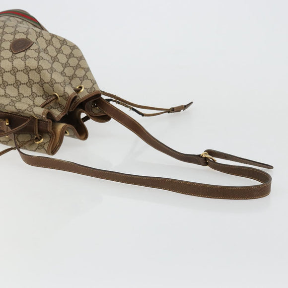 GUCCI GG Supreme Web Sherry Line Bag PVC Beige Gold 001 41 0850 Auth 176189