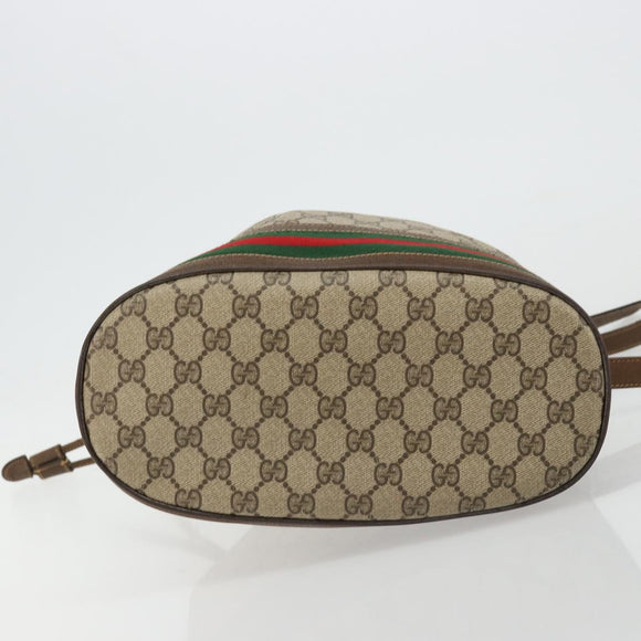 GUCCI GG Supreme Web Sherry Line Bag PVC Beige Gold 001 41 0850 Auth 176189