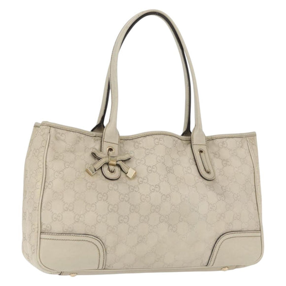 GUCCI GG Canvas Guccissima Princess Bag Leather Ivory Gold 163805 Auth 176193