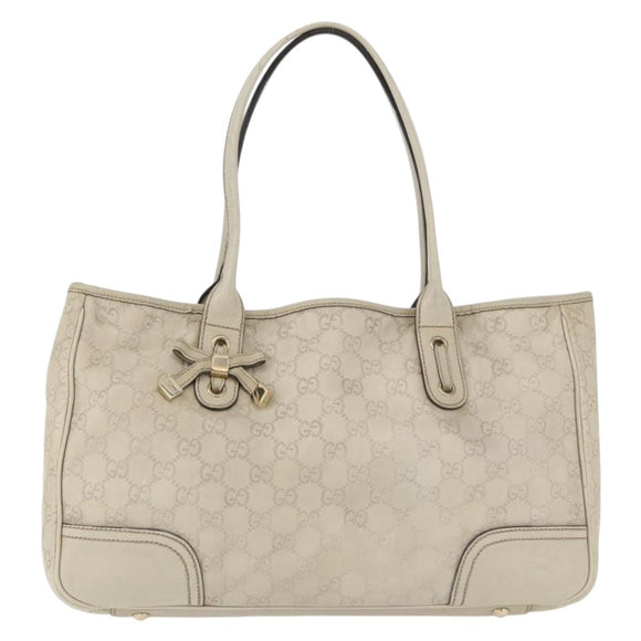 GUCCI GG Canvas Guccissima Princess Bag Leather Ivory Gold 163805 Auth 176193