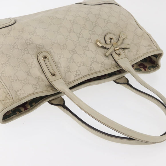 GUCCI GG Canvas Guccissima Princess Bag Leather Ivory Gold 163805 Auth 176193