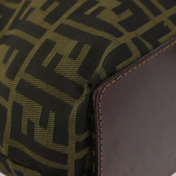 FENDI Zucca Canvas Handtasche Braun Schwarz Auth 176194