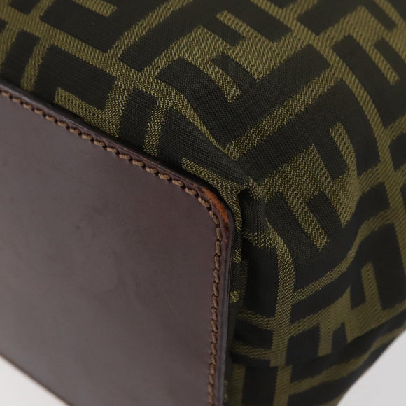 FENDI Zucca Canvas Handtasche Braun Schwarz Auth 176194