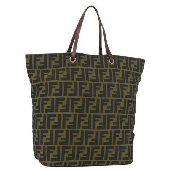 FENDI Zucca Canvas Handtasche Braun Schwarz Auth 176194