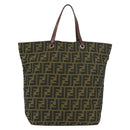 FENDI Zucca Canvas Hand Bag Brown Black Auth 176194-2