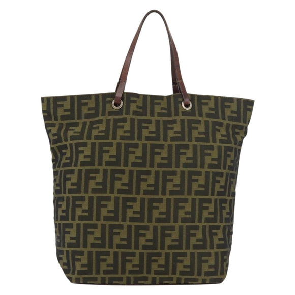 FENDI Zucca Canvas Handtasche Braun Schwarz Auth 176194