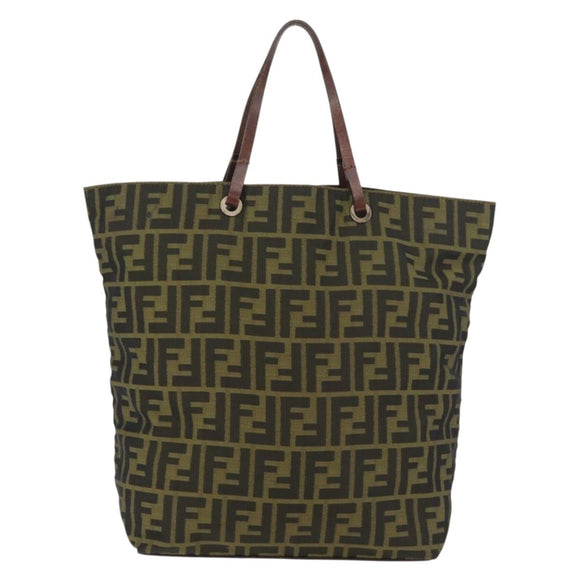 FENDI Zucca Canvas Handtasche Braun Schwarz Auth 176194