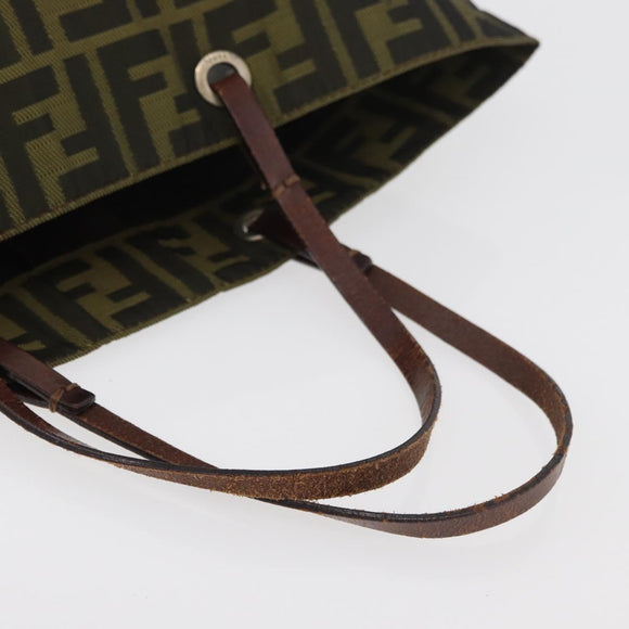 FENDI Zucca Canvas Handtasche Braun Schwarz Auth 176194