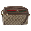 GUCCI GG Supreme Web Sherry Line Bag PVC Beige Gold 001 113 6472 Auth 176195-1