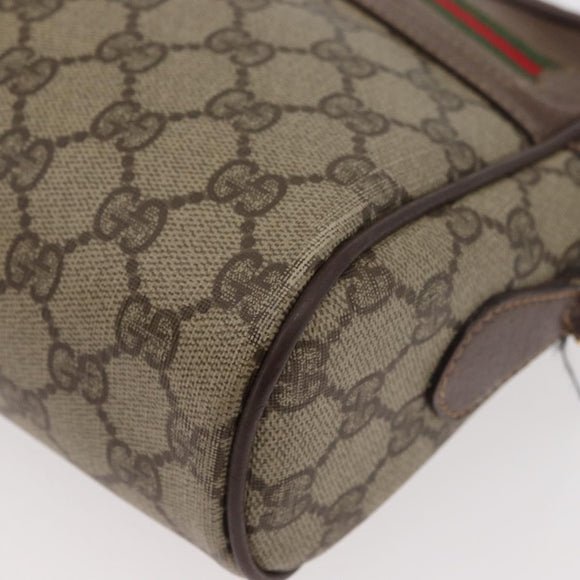 GUCCI GG Supreme Web Sherry Line Bag PVC Beige Gold 001 113 6472 Auth 176195