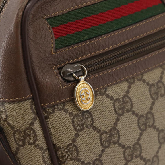 GUCCI GG Supreme Web Sherry Line Bag PVC Beige Gold 001 113 6472 Auth 176195