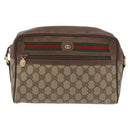 GUCCI GG Supreme Web Sherry Line Bag PVC Beige Gold 001 113 6472 Auth 176195-13