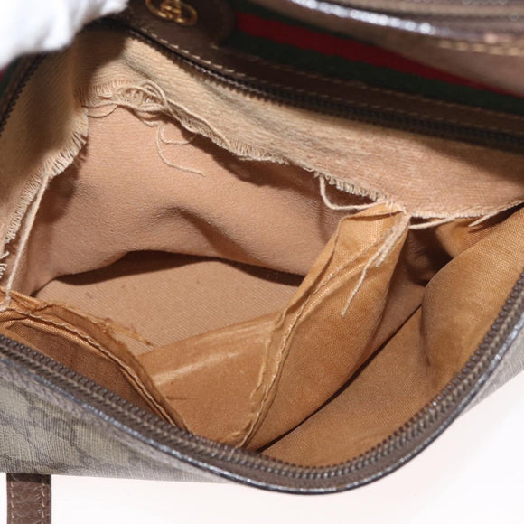 GUCCI GG Supreme Web Sherry Line Bag PVC Beige Gold 001 113 6472 Auth 176195